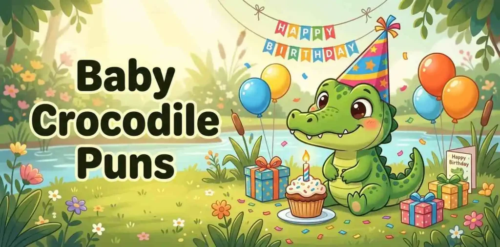 Cute baby crocodile birthday