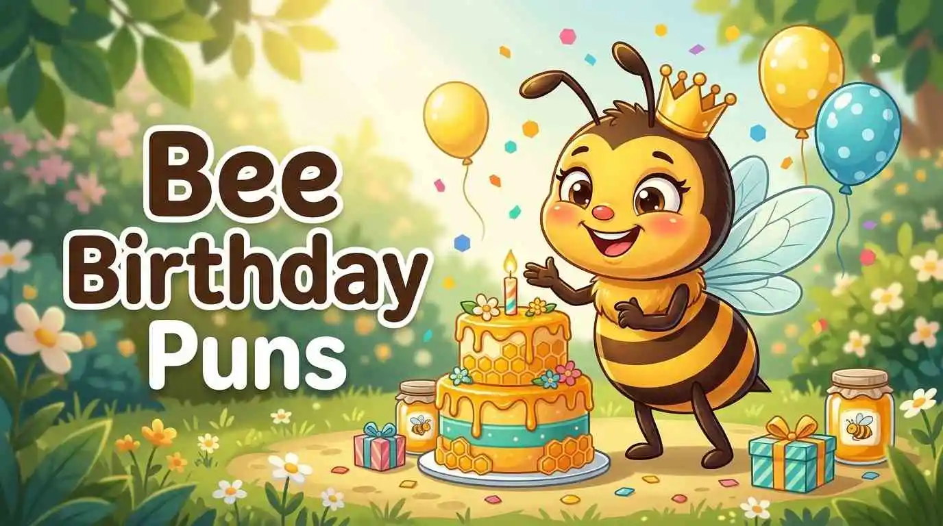 Cute bee celebrating birthday