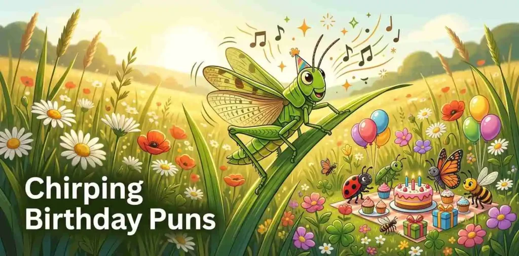 Chirping grasshopper birthday celebration