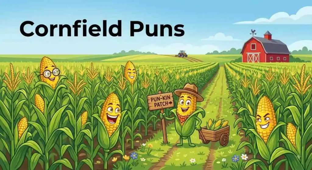 Funny corn characters in field