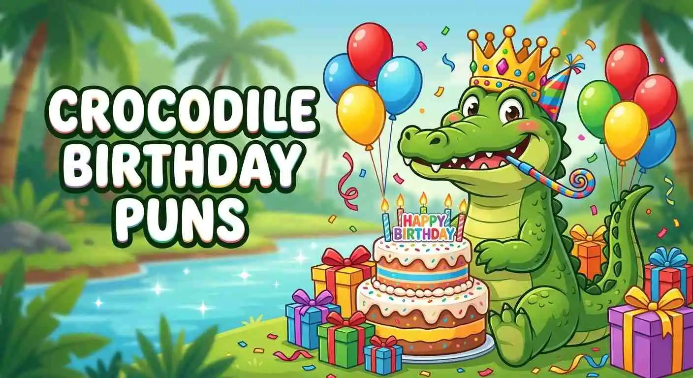 Funny crocodile birthday celebration