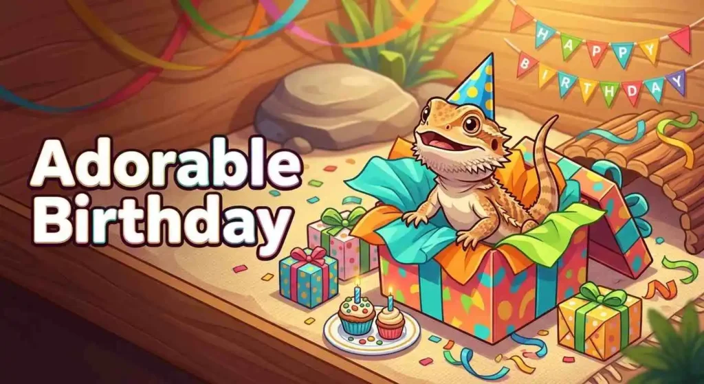 Adorable bearded dragon party