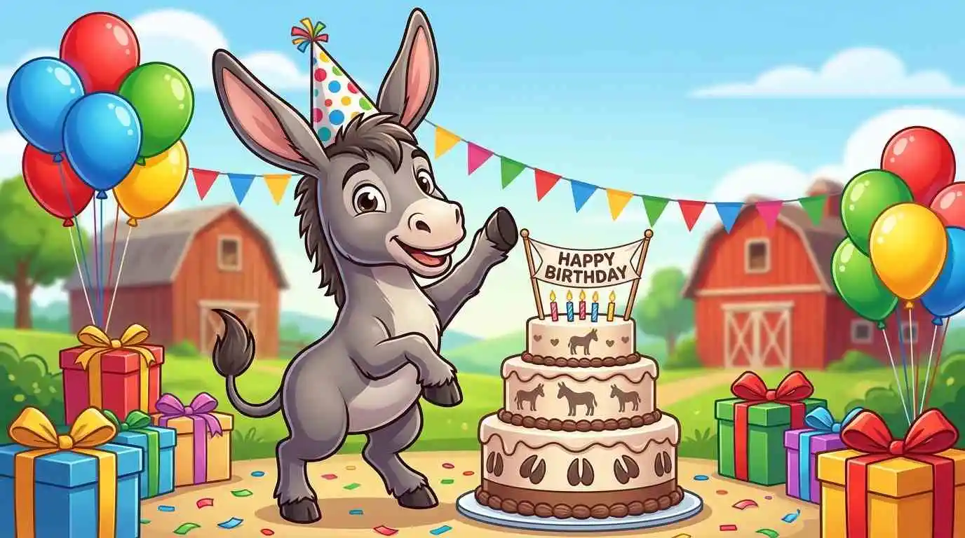 Cute donkey birthday celebration