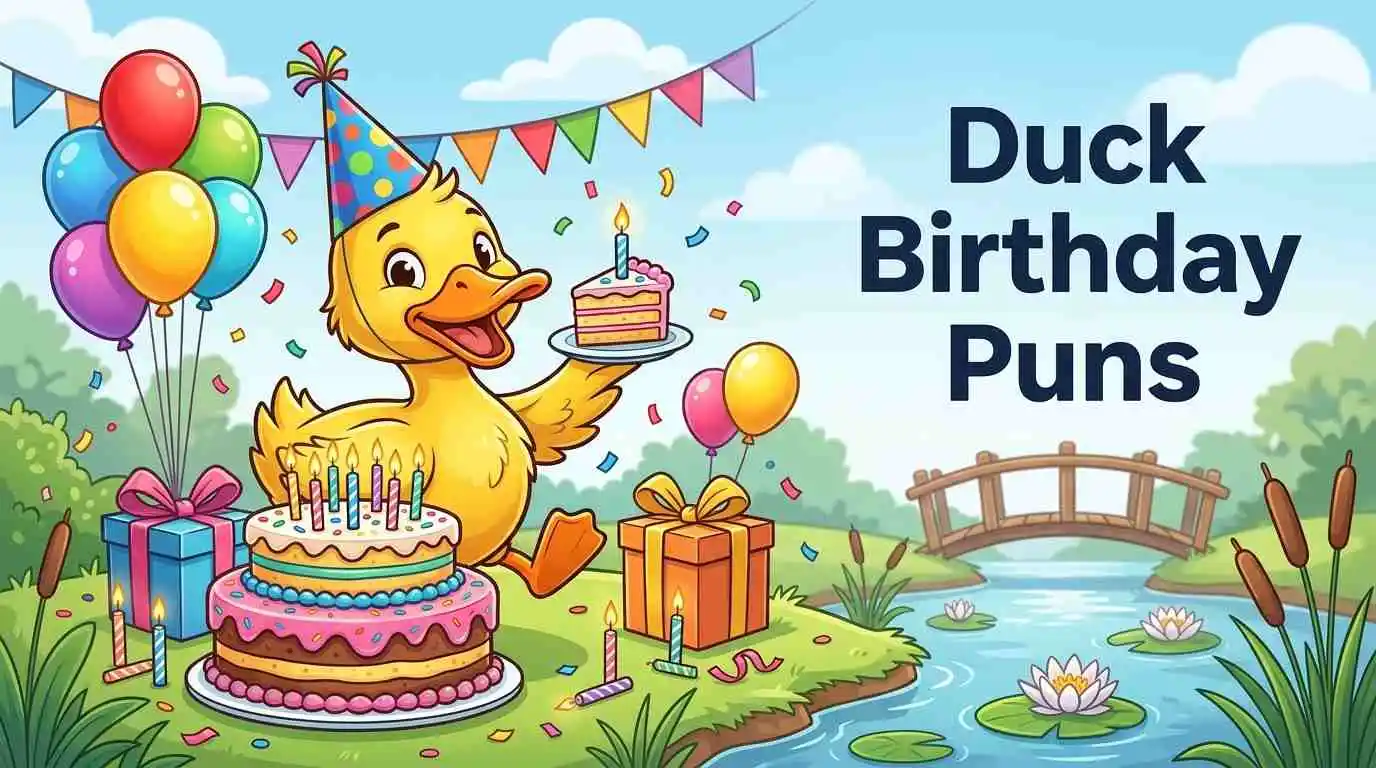 Cute duck celebrating birthday