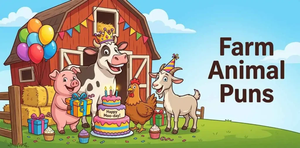 Farm animals celebrating birthday