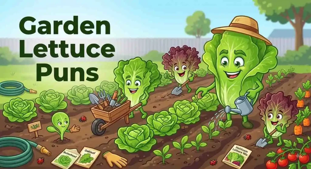 Funny lettuce characters growing garden