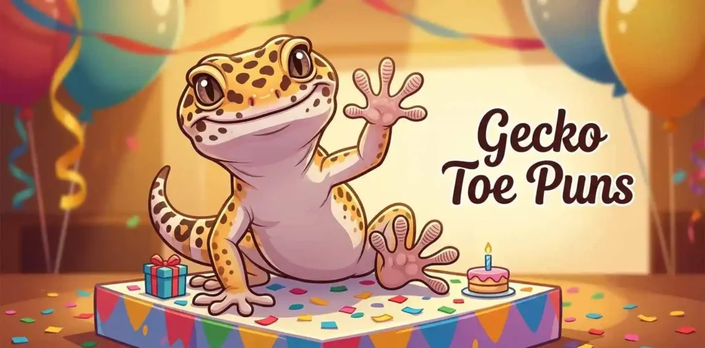 Cute gecko showing birthday toes