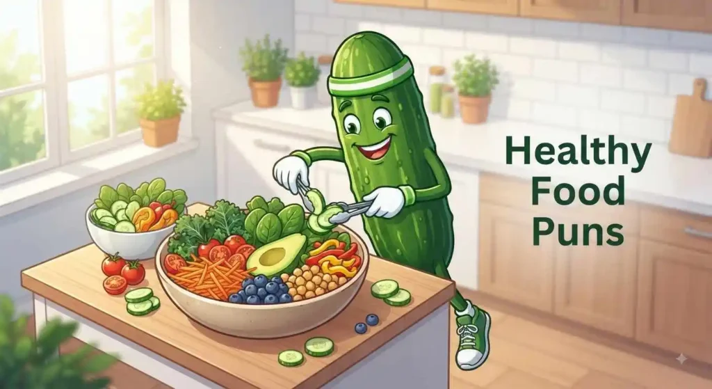 Cucumber enjoying colorful healthy vegetables
