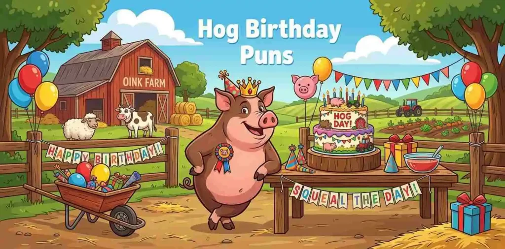 Funny hog birthday party scene