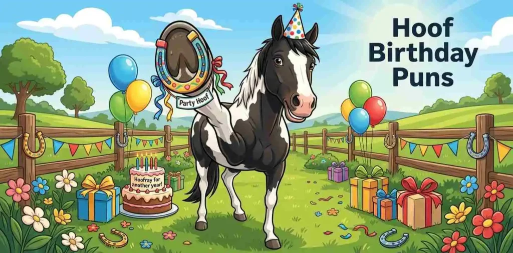 Horse with decorated birthday hoof