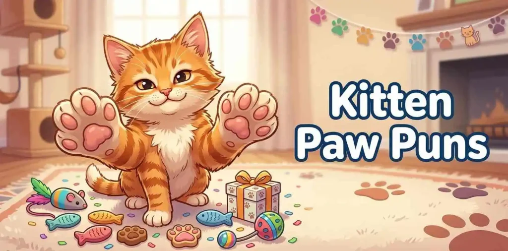 Playful kitten showing cute paw