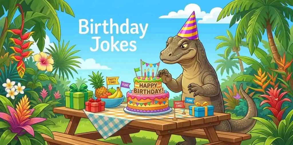 Funny Komodo dragon birthday party