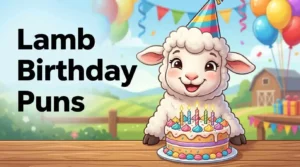 Cute lamb celebrating a birthday