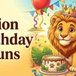 Cute lion celebrating birthday