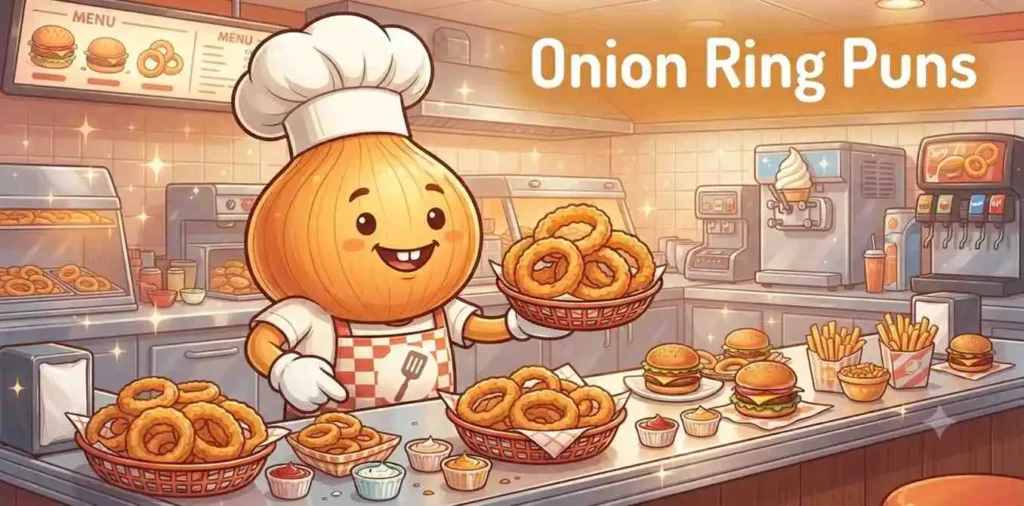 Happy onion ring character.