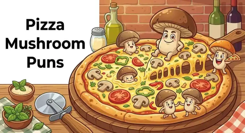 Funny mushroom pizza  characters