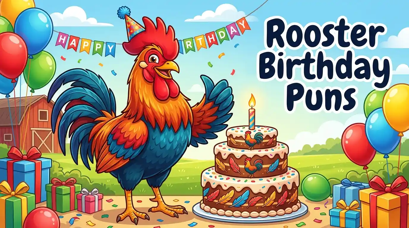 Funny rooster birthday celebration