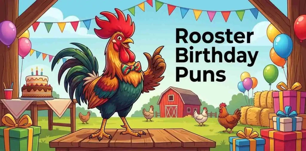 Funny rooster birthday party