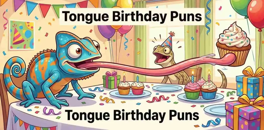 Funny lizard tongue birthday