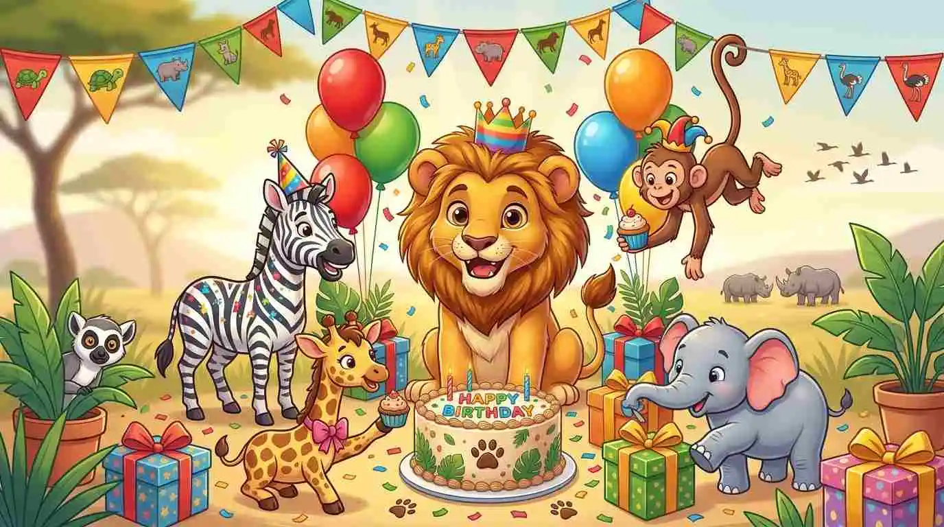 Wild animal birthday celebration