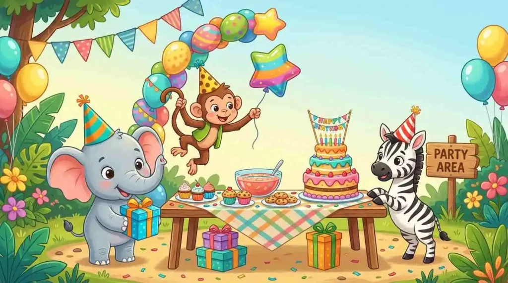 Cute wild animals birthday party