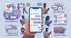 Illustration showing adult internet slang as a broad category of mature online language.