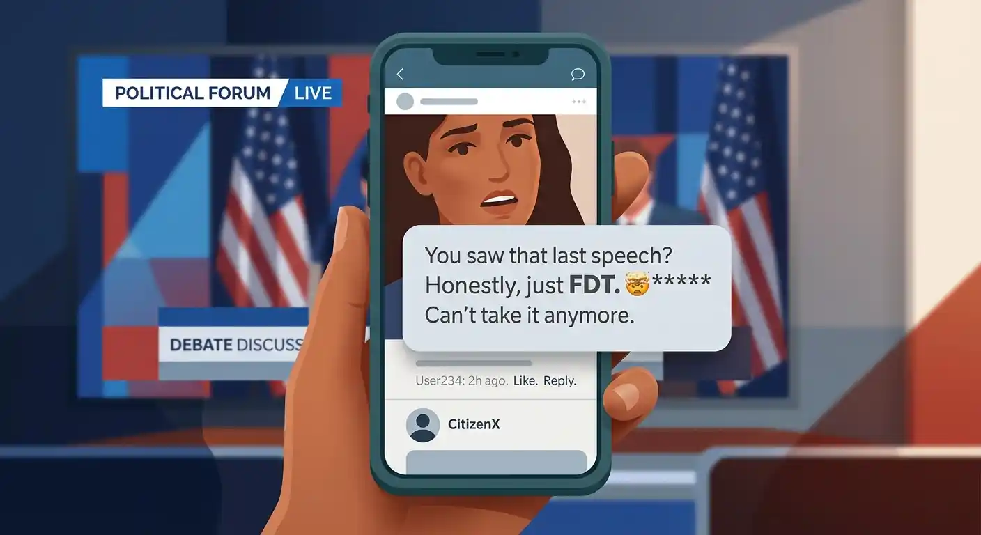 Smartphone conversation showing FDT used in a political context
