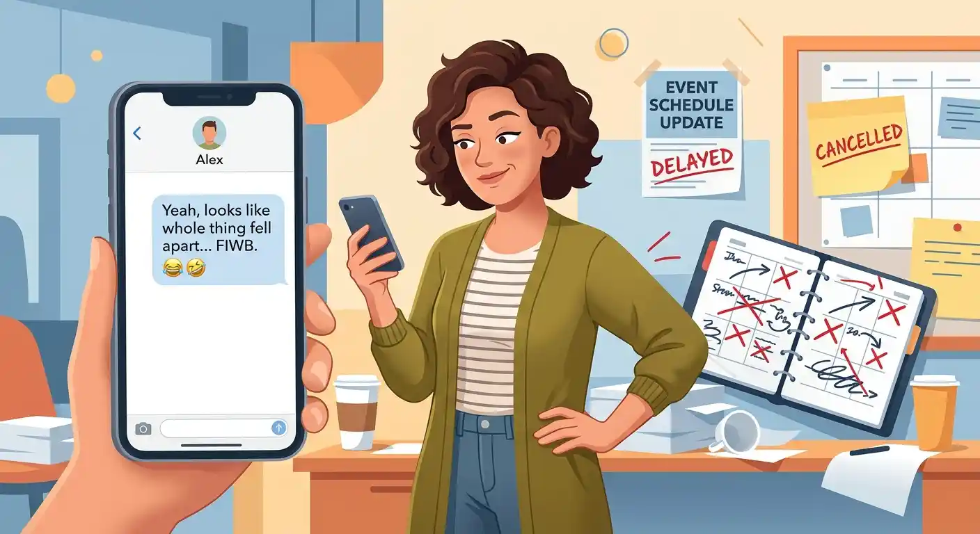 Adult using FIWB in a casual text conversation about moving forward despite an imperfect situation
