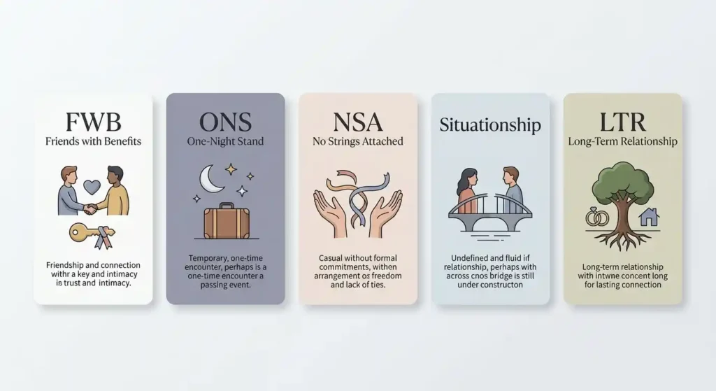 Comparison of FWB with other common relationship slang terms