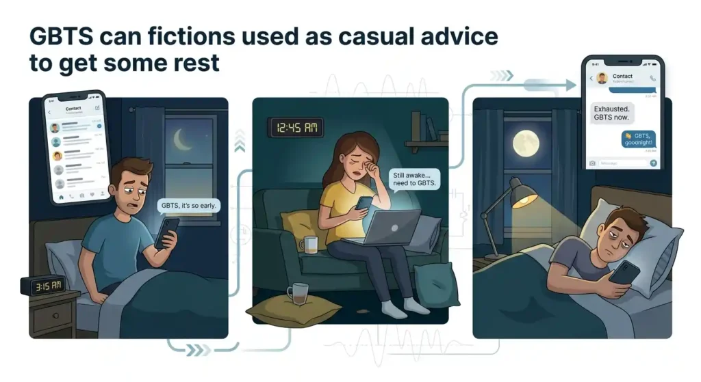 Examples of GBTS used in casual conversations about getting more sleep