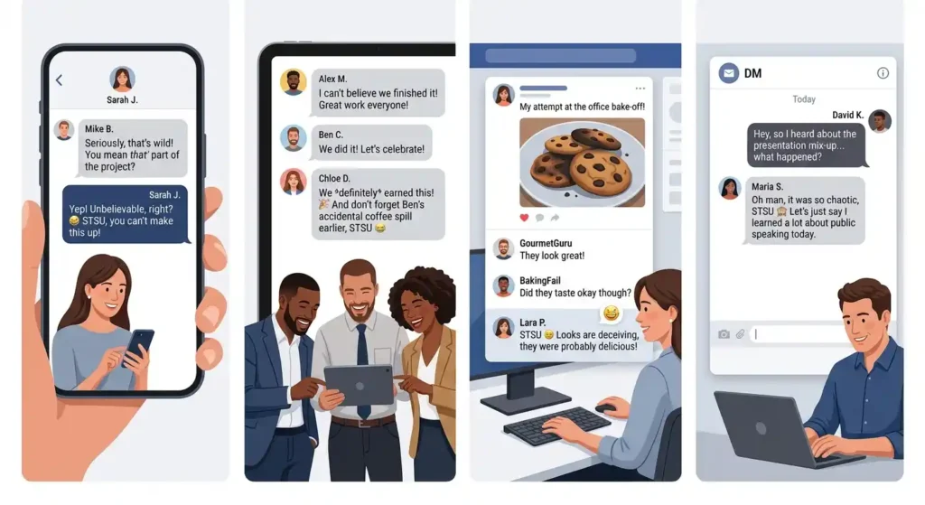 STSU used in texts group chats social media comments and DMs
