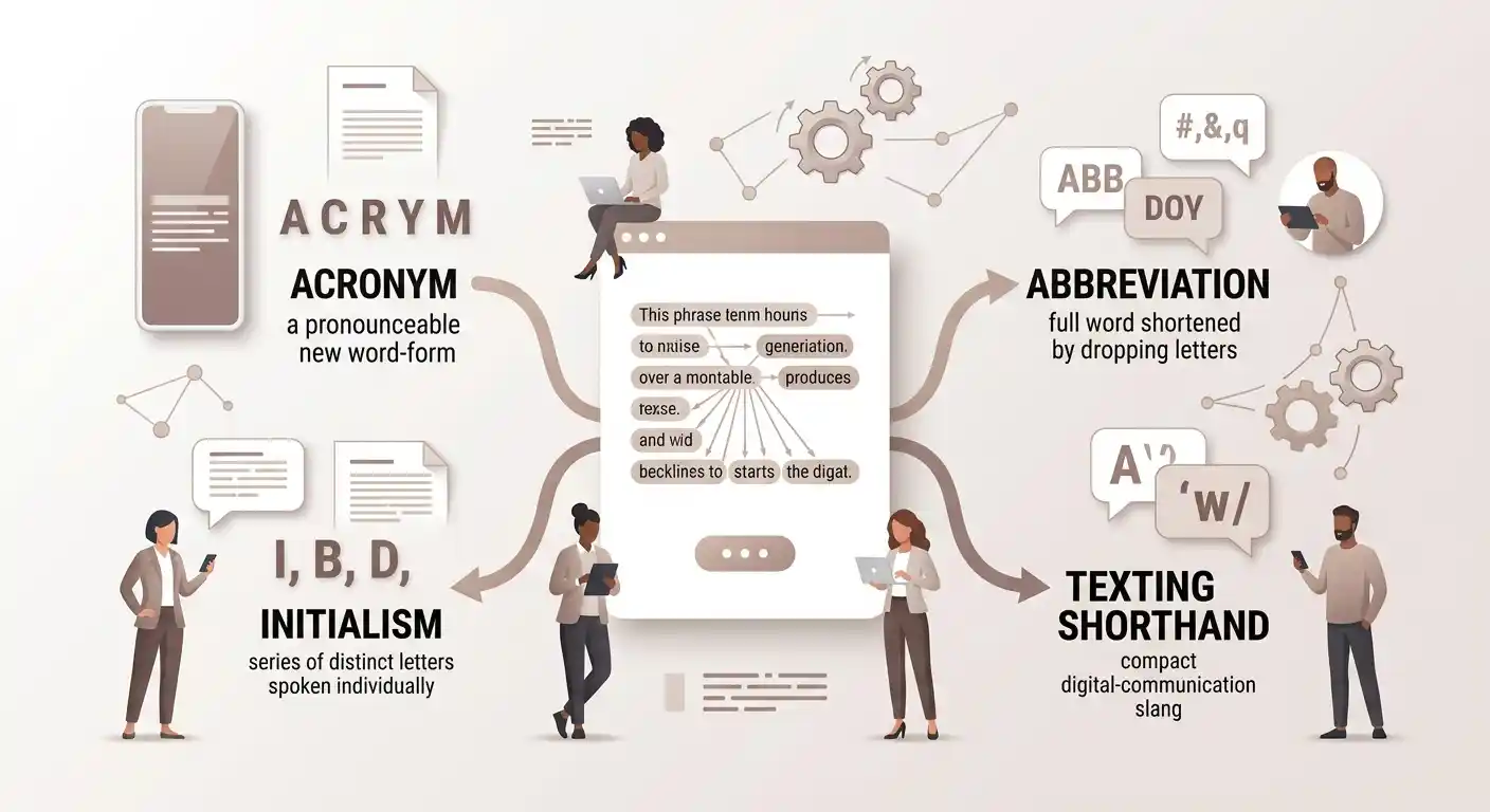 Visual explanation of acronyms, abbreviations, initialisms, and shortened forms.