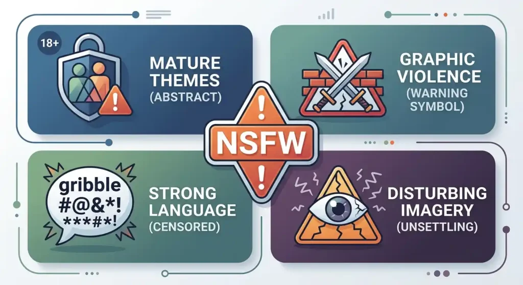 Visual explanation of different types of content that may receive an NSFW warning.