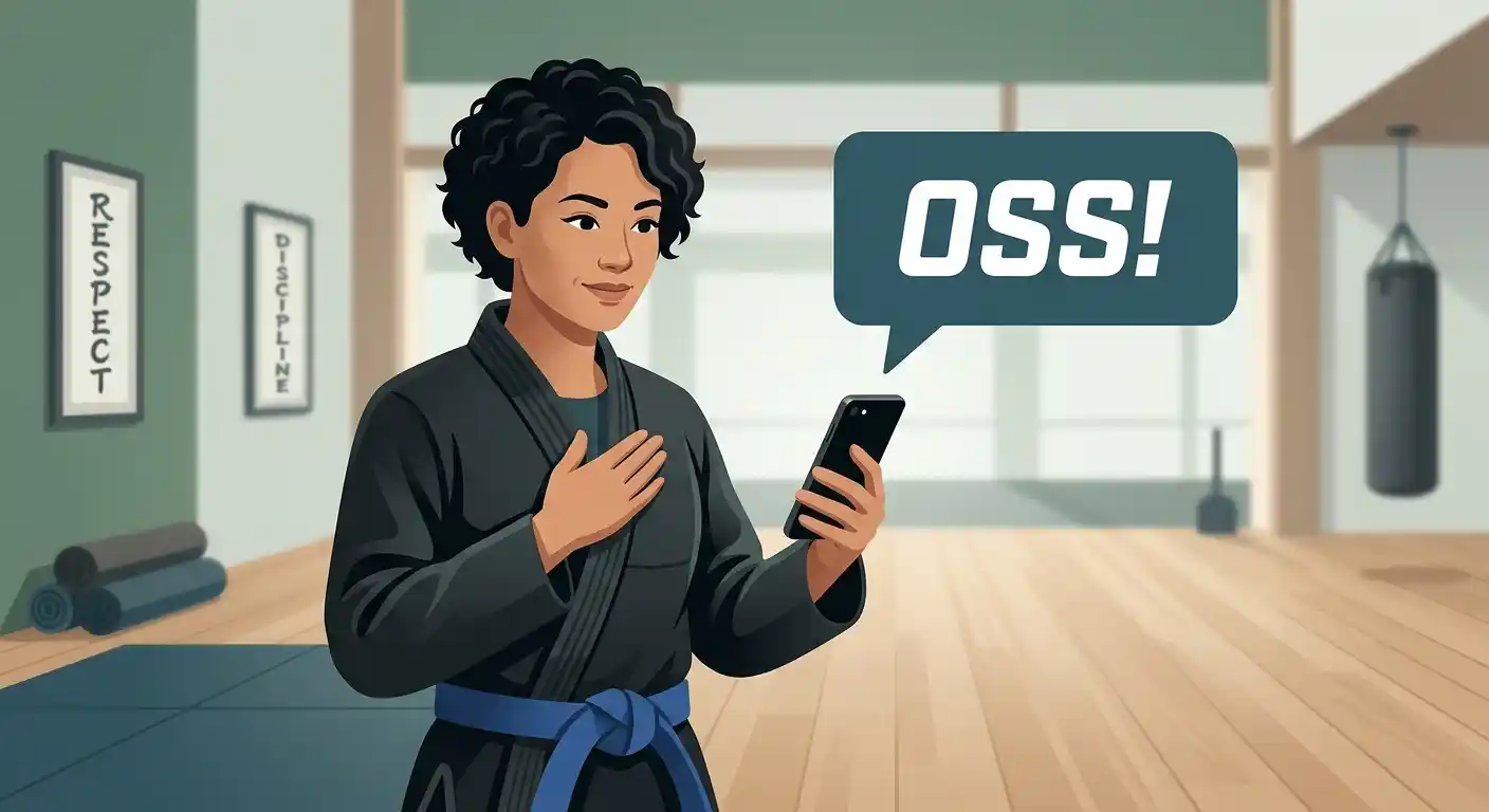 Martial-arts practitioner using OSS as an acknowledgment in a text conversation