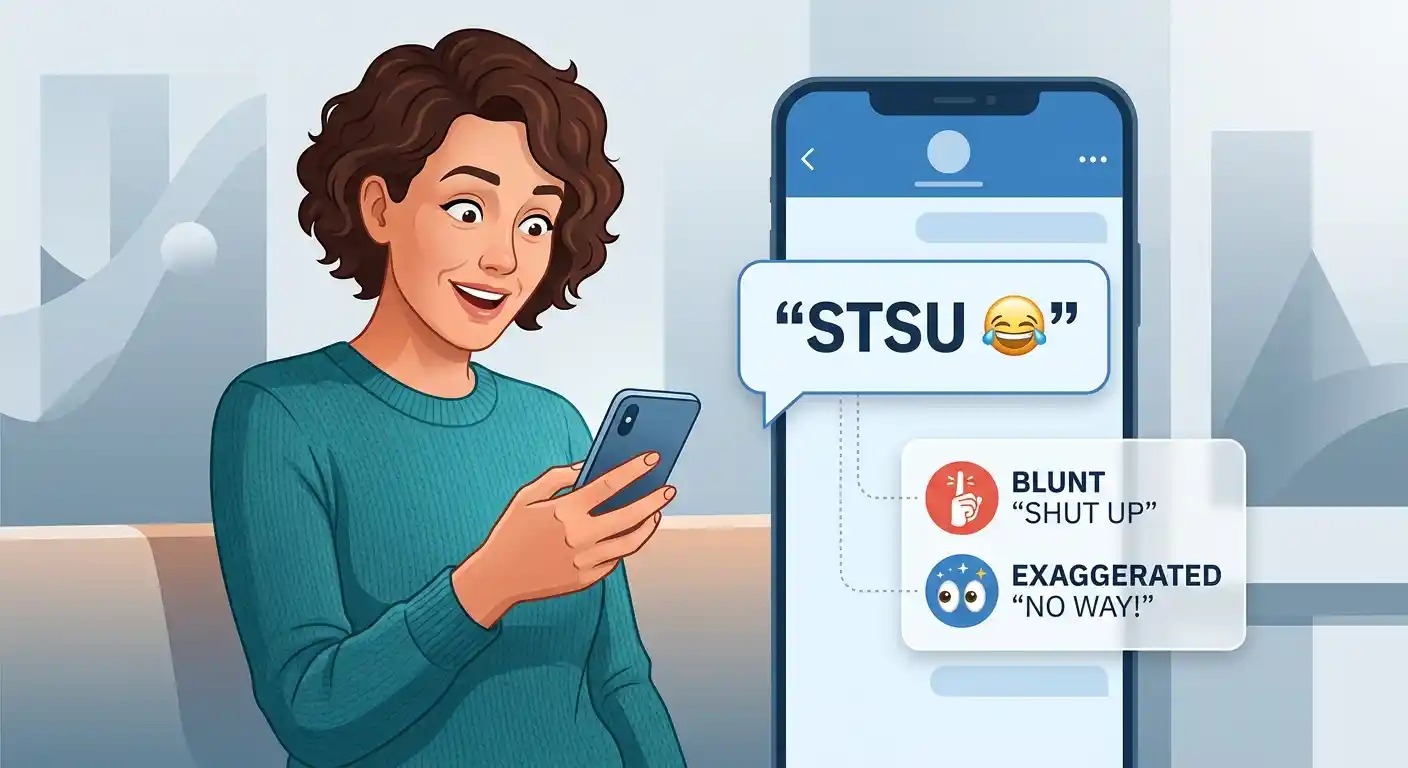 STSU shown in a text conversation as a surprised reaction