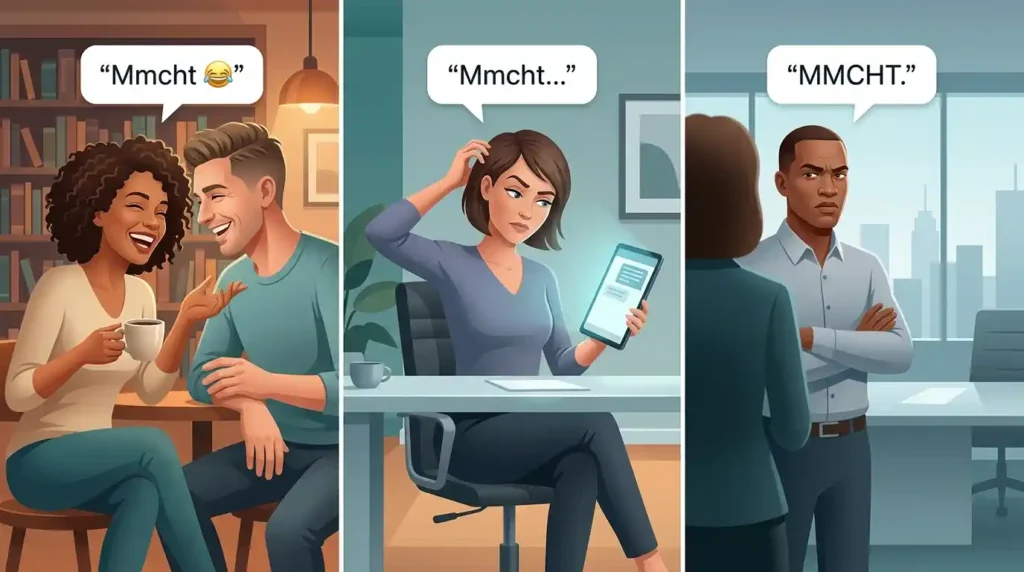 MMCHT showing playful skeptical and annoyed tones in different conversations